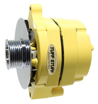 Alternator 100 AMP Smooth Back 1 Wire 6 Groove Pulley Yellow Powdercoat w/Chrome Accents 7068RF6GY