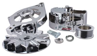 Alternator Case Kit Fits Ford 2GEN And Tuff Stuff Alternator PN[7716] Incl. Front And Rear Housings/Fan/Pulley/Nut/Lockwashers/Thru Bolts Chrome Plated 7500E