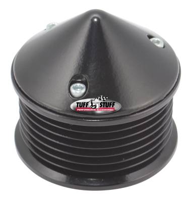Alternator Pulley And Bullet Cover 2.25 in. Pulley 7 Groove Serpentine Incl. Lock Washer/Nut Stealth Black 7654C