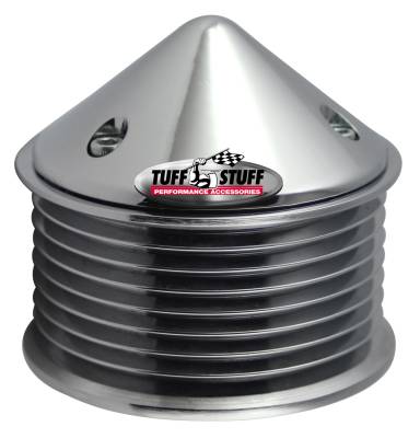 Alternator Pulley And Bullet Cover 2.25 in. Pulley 8 Groove Serpentine Incl. Lockwasher/Nut Chrome 7655A