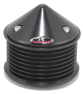Alternator Pulley And Bullet Cover 2.25 in. Pulley 8 Groove Serpentine Incl. Lock Washer/Nut Stealth Black 7655C