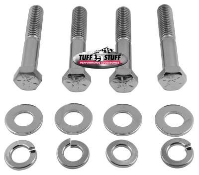 Water Pump Bolt Kit Chrome Hex Incl. (4) 3/4 in.-16x2 1/4 in. Bolts/(4) Lock And (4) Flat Washers Fits Chevy Small/Big Block w/Long Water Pump PN[1449/1461/1511] 7678A