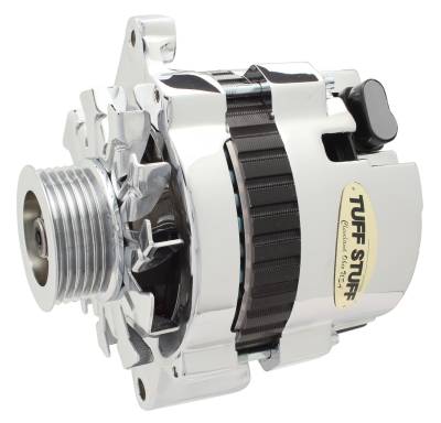 Tuff Stuff Performance - Alternator 120 AMP CS121 GM Style Mini Racer 1 Wire Or OEM Hookup 12 Volt 6G Groove Pulley Polished Aluminum Side Terminal For Use In GM Models 7937APST6G - Image 1