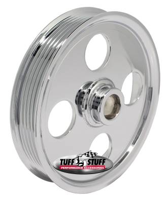 Tuff Stuff Performance - Type II Power Steering Pump Pulley For .748 in. Shaft 6-Groove Fits All Tuff Stuff Type II Pumps That Require A 19mm Press-On Pulley Chrome Plated 8489A - Image 1