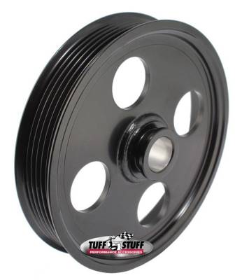 Tuff Stuff Performance - Type II Power Steering Pump Pulley For .748 in. Shaft 6-Groove Fits All Tuff Stuff Type II Pumps That Require A 19mm Press-On Pulley Black Powder Coated 8489B - Image 1