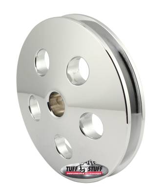 Power Steering Pump Pulley 1 Groove Fits w/Saginaw Pumps w/.75 in. Press Fit Shafts Machined Aluminum Chrome 8491A