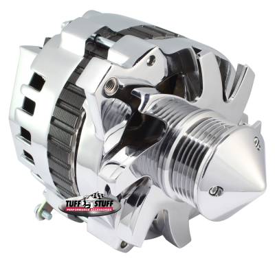 Bullet Alternator 160 AMP 1 Wire Or OEM Hookup 6 Groove Pulley 6.125 in. Bolt To Bolt Chrome 7866F6G22