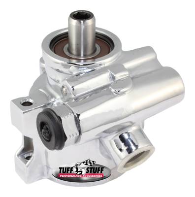 Type II Alum. Power Steering Pump GM Pressure Slip Fitting M8x1.25 Threaded Hole Mounting Btm Pressure Port For Street Rods/Custom Vehicles w/Limited Engine Space Polished 6170ALP-1
