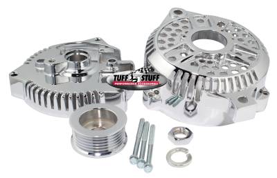 Alternator Case Kit Fits Ford 3GEN And Tuff Stuff Alternator PN[7771] Incl. Front And Rear Housings/Fan/Pulley/Nut/Lockwashers/Thru Bolts Chrome Plated 7500K