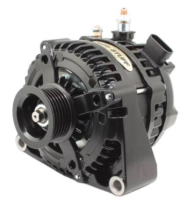 LS 225 MAX AMP Alternator, 6-Groove, OEM Wiring, Stealth Black, 8435B6GOE