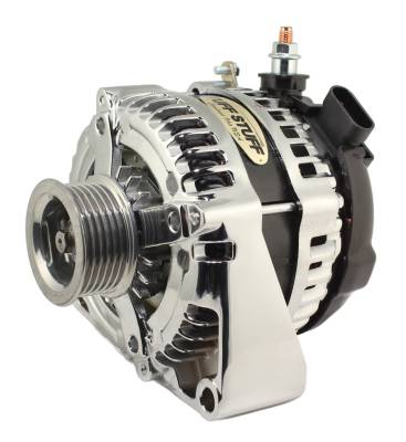 LS 225 MAX AMP Alternator, 6-Groove, OEM Wiring, Chrome Plated, 8435C6GOE