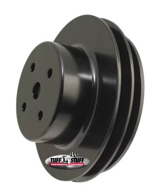 BB Chevy Machined Aluminum Water Pump Pulley, 2 Groove, Long Pump, Black Powder Coat, 9884BLK
