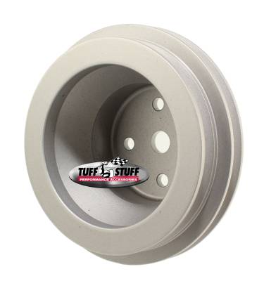 BB Chevy Machined Aluminum Water Pump Pulley, 2 Groove, Long Pump, Factory Cast PLUS+, 9884F