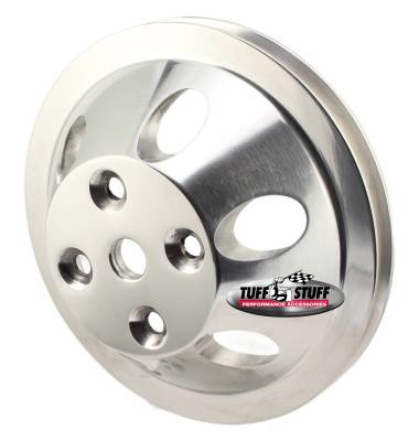 SB Chevy Machined Aluminum Water Pump Pulley, 1 Groove, Long Pump, Satin, 9886C