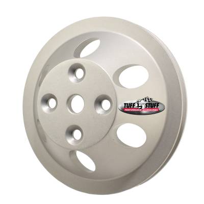 SB Chevy Machined Aluminum Water Pump Pulley, 1 Groove, Long Pump, Factory Cast PLUS+, 9886F