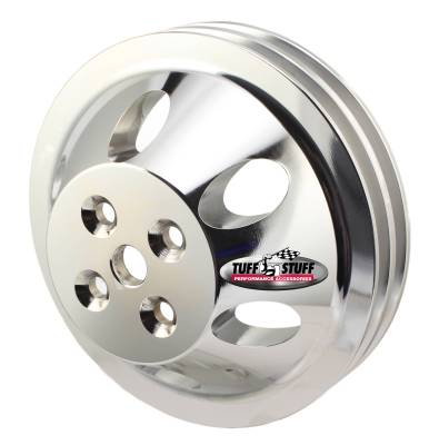 SB Chevy Machined Aluminum Water Pump Pulley, 2 Groove, Short Pump, Polished, 9887P