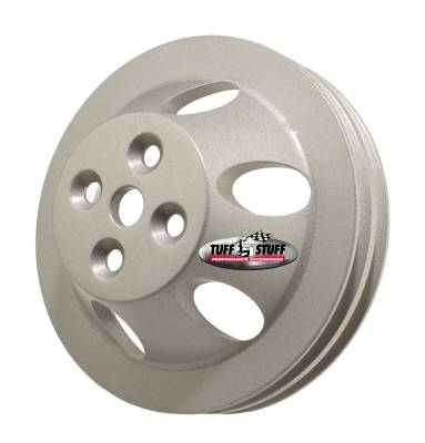 BB Chevy Machined Aluminum Water Pump Pulley, 2 Groove, Short Pump, Factory Cast PLUS+, 9888F