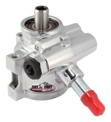 Power Steering Pump; w/Return Tube - Threaded Mounting - Bottom Pressure Port - 1200 PSI - Chrome; 6170ALD-4