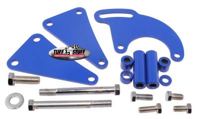Tuff Stuff Performance - Power Steering Pump Bracket; Long - Fits Tuff Stuff Saginaw Style Power Steering Pumps - w/Hardware - Blue Powdercoat; 6507BBLUE - Image 2
