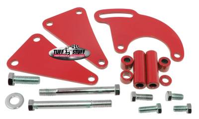 Tuff Stuff Performance - Power Steering Pump Bracket; Long - Fits Tuff Stuff Saginaw Style Power Steering Pumps - w/Hardware - Red Powdercoat; 6507BRED - Image 2