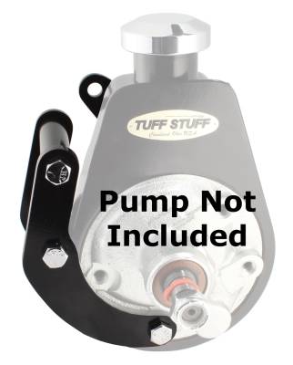 Power Steering Pump Bracket; Short - Fits Tuff Stuff Saginaw Style Power Steering Pumps - w/Hardware - Black Powdercoat; 6503B
