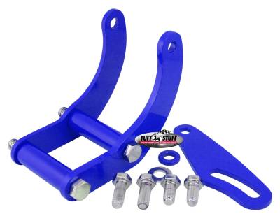 Power Steering Pump Bracket; Short - Fits Tuff Stuff Saginaw Style Power Steering Pumps - w/Hardware - Blue Powdercoat; 6503BBLUE