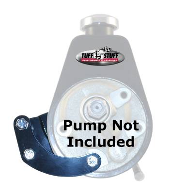 Power Steering Pump Bracket; Short - Fits Tuff Stuff Saginaw Style Power Steering Pumps - w/Hardware - Black Powdercoat; 6504B