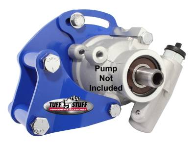 Power Steering Pump Bracket; Short - Fits Tuff Stuff Type II Power Steering Pumps - w/Hardware - Blue Powdercoat; 6505BBLUE