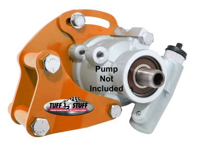 Power Steering Pump Bracket; Short - Fits Tuff Stuff Type II Power Steering Pumps - w/Hardware - Orange Powdercoat; 6505BORANGE