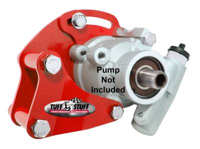 Power Steering Pump Bracket; Short - Fits Tuff Stuff Type II Power Steering Pumps - w/Hardware - Red Powdercoat; 6505BRED