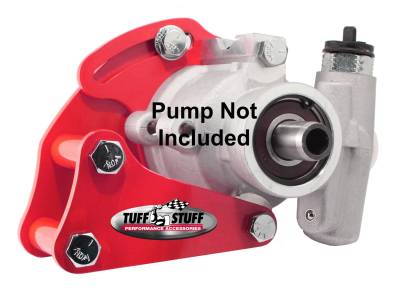 Power Steering Pump Bracket; Short - Fits Tuff Stuff Type II Power Steering Pumps - w/Hardware - Red Powdercoat; 6506BRED