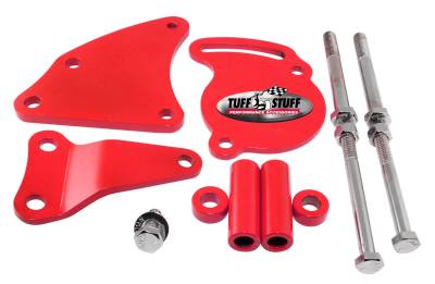 Tuff Stuff Performance - Power Steering Pump Bracket; Short - Fits Tuff Stuff Type II Power Steering Pumps - w/Hardware - Red Powdercoat; 6506BRED - Image 2