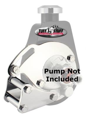 Power Steering Pump Bracket; Long - Fits Tuff Stuff Saginaw Style Power Steering Pumps - w/Hardware - Chrome; 6508A