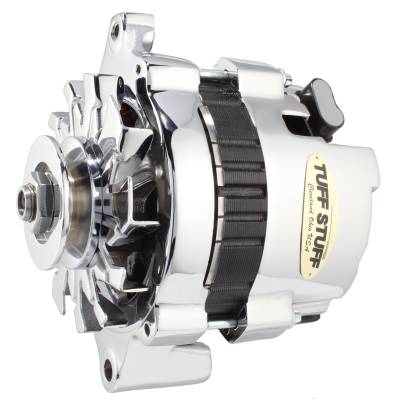 Alternator; 120 AMP - CS121 GM Style Mini Racer - 1 Wire - 16 Volt - V Groove Pulley - Chrome; 7937A16V