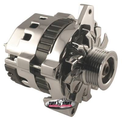 Alternator; 120 AMP - CS121 GM Style Mini Racer - 1 Wire Or OEM Hookup - 12 Volt - 6 Groove Serpentine Pulley - Chrome; 7937A6G
