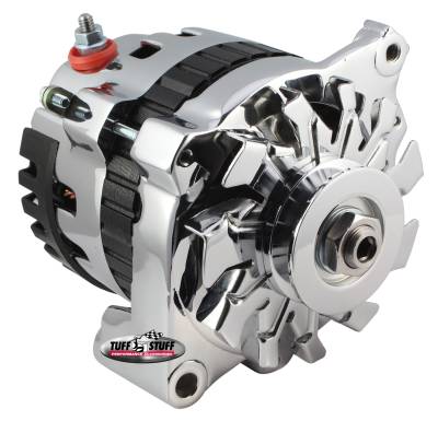 Alternator; 120 AMP - CS121 GM Style Mini Racer - 1 Wire Or OEM Hookup - 12 Volt - V Groove Pulley - Chrome - Side Terminal; 7937AST