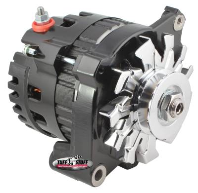 Alternator; 120 AMP - CS121 GM Style Mini Racer - 1 Wire Or OEM Hookup - 12 Volt - V Groove Pulley - Stealth Black - Side Terminal; 7937BST