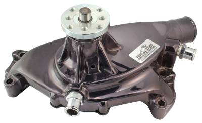 Water Pump; 5.750 in. Hub Height - 5/8 in. Pilot - Short - Flat Smooth Top And (2) Threaded Water Ports - Black Chrome; 1495NA7