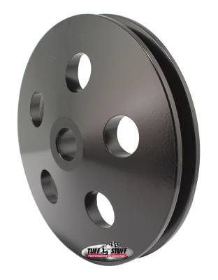 Power Steering Pump Pulley; 1 Groove - Fits w/Saginaw Pumps w/.75 in. Press Fit Shafts - Machined Aluminum - Black; 8491D
