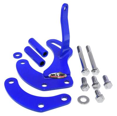 Power Steering Pump Bracket; Short - Fits Tuff Stuff Saginaw Style Power Steering Pumps - w/Hardware - Blue Powdercoat; 6504BBLUE
