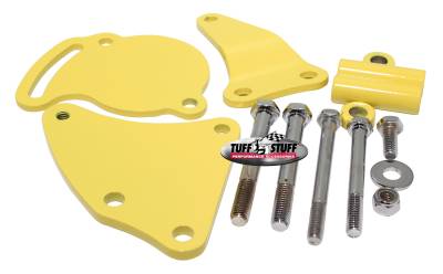 Power Steering Pump Bracket; Short - Fits Tuff Stuff Type II Power Steering Pumps - w/Hardware - Yellow Powdercoat; 6506BYELLOW