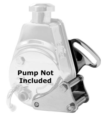 Power Steering Pump Bracket; Long - Fits Tuff Stuff Saginaw Style Power Steering Pumps - w/Hardware - Chrome; 6507A