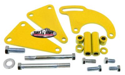 Tuff Stuff Performance - Power Steering Pump Bracket; Long - Fits Tuff Stuff Saginaw Style Power Steering Pumps - w/Hardware - Yellow Powdercoat; 6507BYELLOW - Image 2