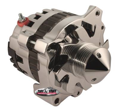 Alternator; 160 AMP - 1 Wire Or OEM Hookup - 6 Groove Pulley - 6.125 in. Bolt To Bolt - Bullet Fan - Chrome; 7866ABULL6G