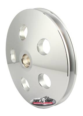 Power Steering Pump Pulley; 1 Groove - Fits Tuff Stuff 6175 And 6170 Type II Pumps w/17mm Shafts - Machined Aluminum - Chrome; 8492A