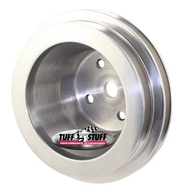 Water Pump Pulley; For Use w/Big Block Chevy Engines - Machined Aluminum - Satin Finish - 2 Groove - Long Pump - 5/8 in. Pilot Hole; 9884C