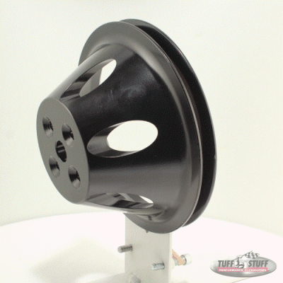 Tuff Stuff Performance - Water Pump Pulley; For Use w/Small Block Chevy Engines - Machined Aluminum - Black Powder Coat - 1 Groove - Short Pump - 5/8 in. Pilot Hole; 9885BLK - Image 2