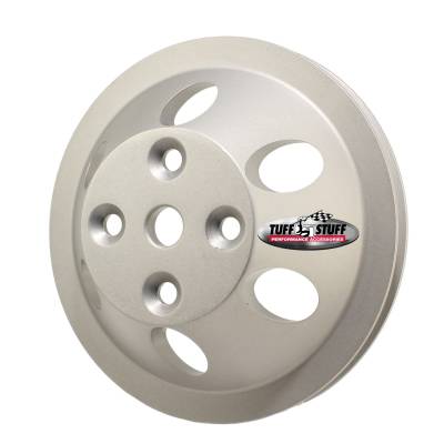 Water Pump Pulley; For Use w/Small Block Chevy Engines - Machined Aluminum - Factory Cast Plus - 1 Groove - Long Pump - 5/8 in. Pilot Hole; 9886F