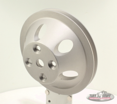 Tuff Stuff Performance - Water Pump Pulley; For Use w/Small Block Chevy Engines - Machined Aluminum - Factory Cast Plus - 1 Groove - Long Pump - 5/8 in. Pilot Hole; 9886F - Image 2