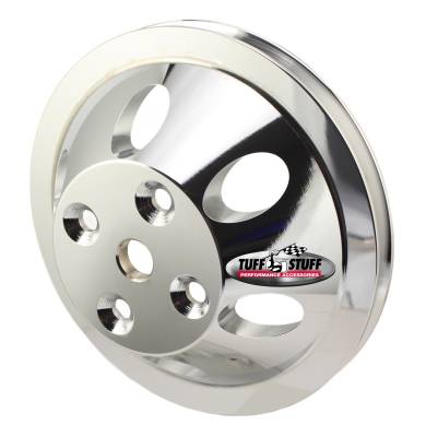 Water Pump Pulley; For Use w/Small Block Chevy Engines - Machined Aluminum - Polished - 1 Groove - Long Pump - 5/8 in. Pilot Hole; 9886P